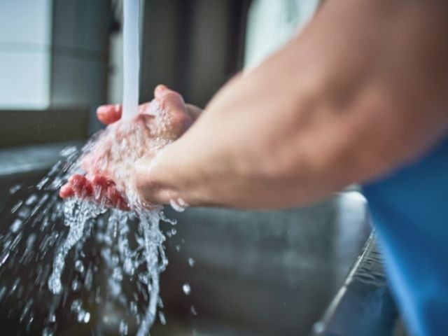 nurse washing hands